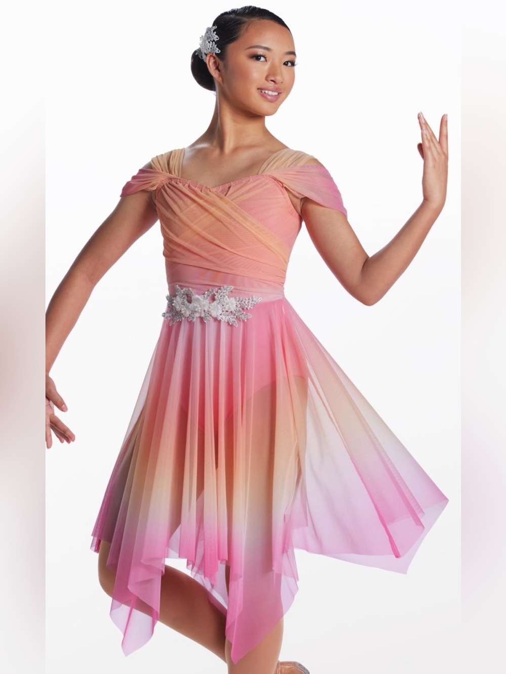 Weissman Cello Suite No. 1 Bubblegum Pink Ombre Dance Costume Midi Dress NWT